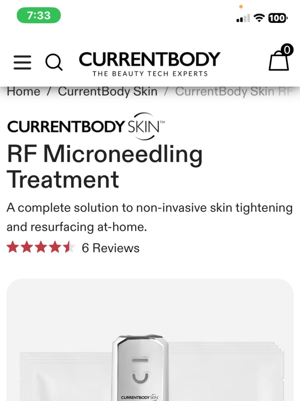 CurrentBody RF Microneedling Device - White